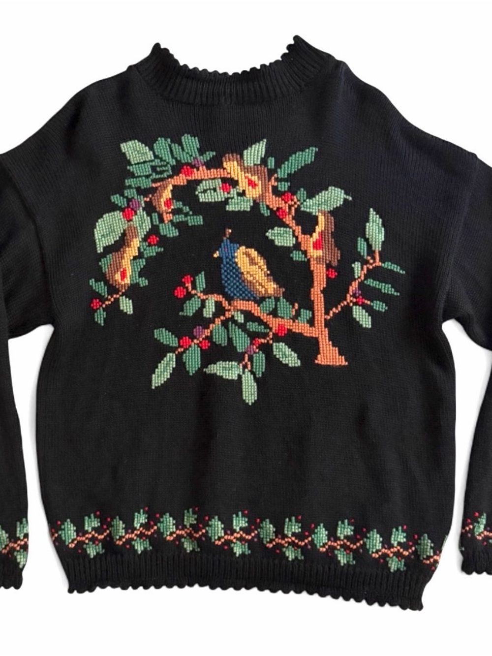 Vintage All Week Long "Partridge in a Pear Tree" Sweater Women’s 100% Wool Large